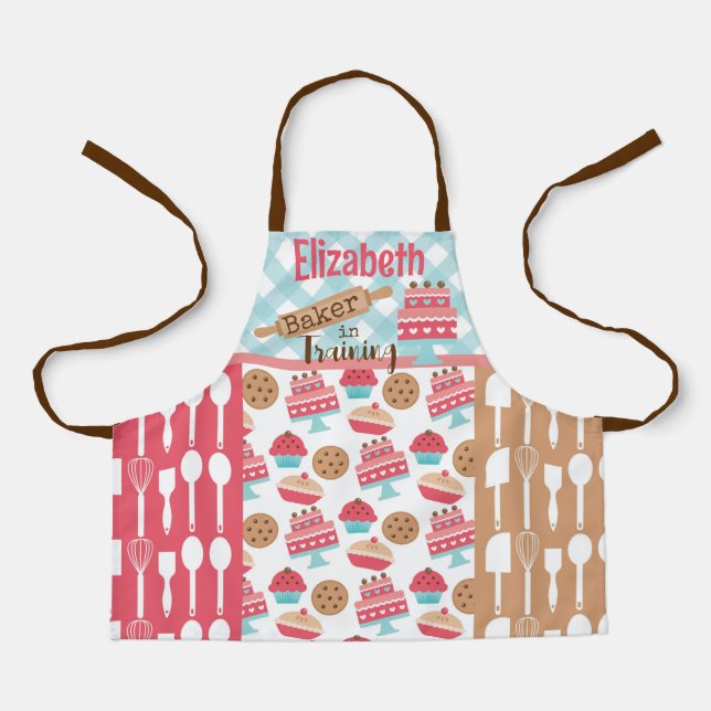 Tablier Cute Pink Baker en formation personnalisée (Recto)