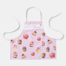 Cute Pink Polka Dot Chef Personnalisé Cupcake