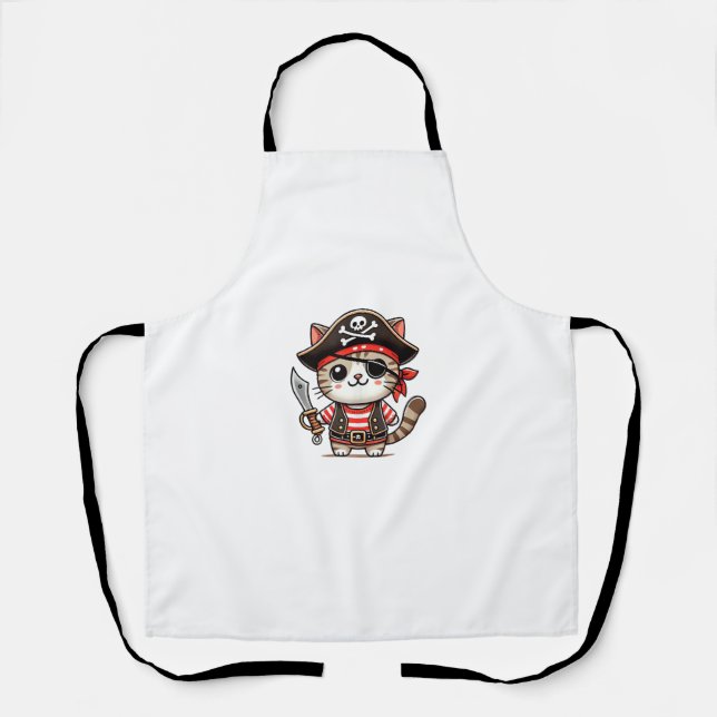 Tablier Cute Pirate Cat Squad Halloween Costume de fête Fa (Recto)