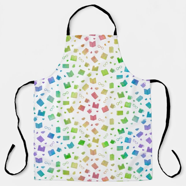 Tablier Cute Rainbow Book et Motif de lecture (Recto)