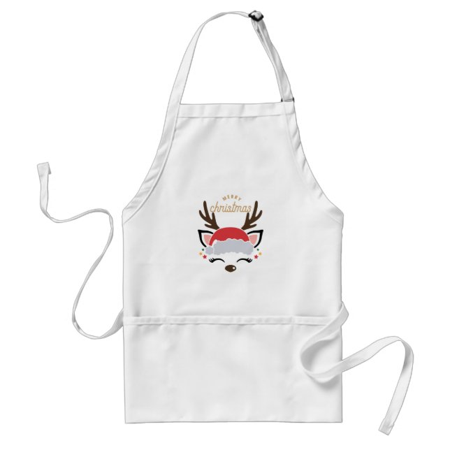 Tablier Cute Reindeer - Joyeux Noël Adulte Apron (Devant)