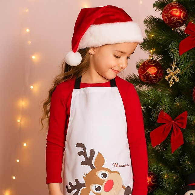 Tablier Cute Reinder Peaking Custom (Créateur téléchargé)