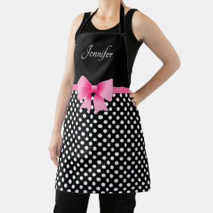 Tablier Cute Rose Bow Noir Et Blanc Nom