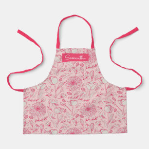 Tablier Cute Rose Floral Nom personnalisé Filles Apron