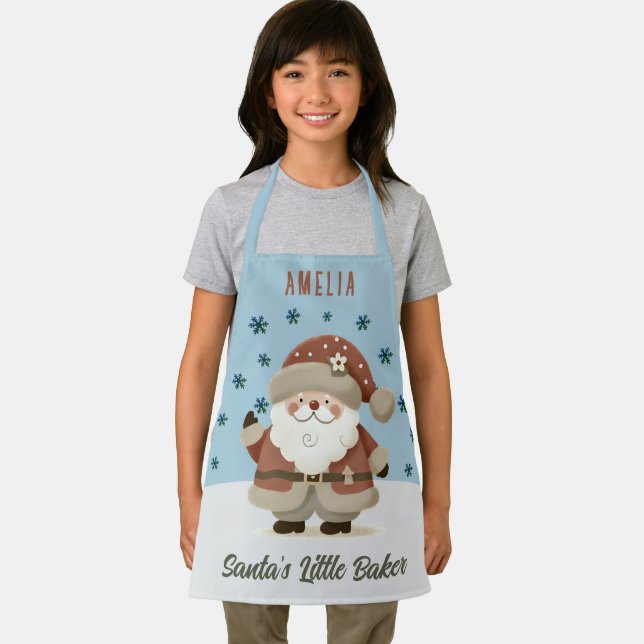 Tablier Cute Santa Snowflakes Santa's Little Baker Kids (Insitu)