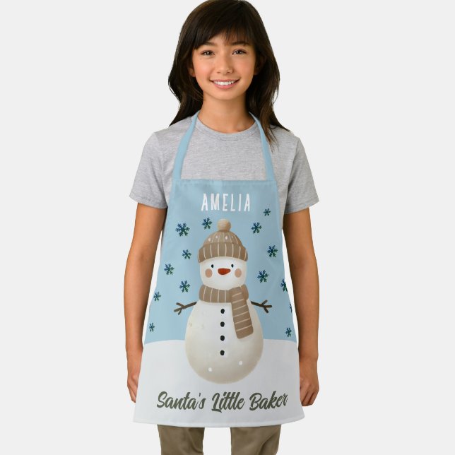 Tablier Cute Snowman Snowflakes Santa's Little Baker Kid (Insitu)
