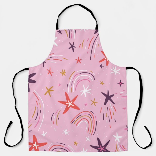 Tablier Cute Stars Rainbows Motif rose (Recto)