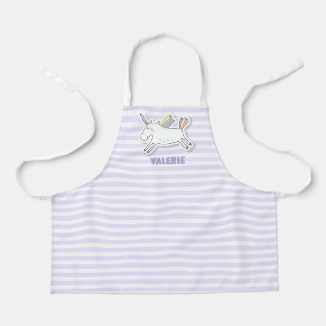 Tablier Cute Unicorne - Lavande Striped Kids Apron (Recto)