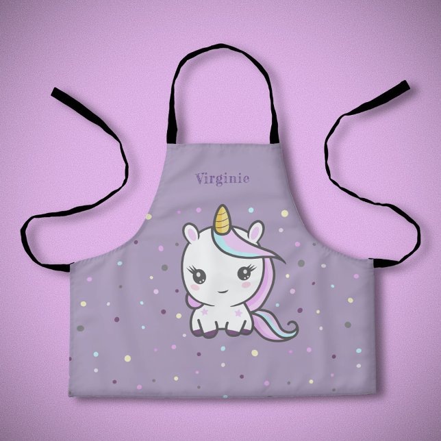 Tablier Cute Unicorne Purple Apron (Cute Unicorn Purple Kid Apron)