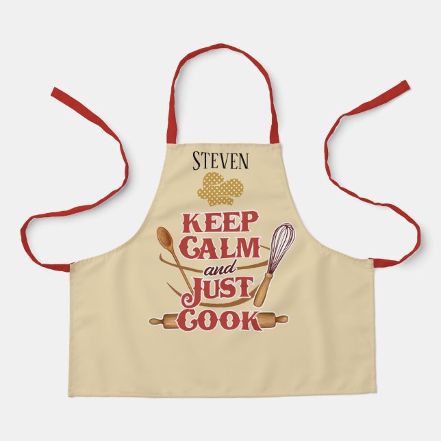 Tablier Cute unisex garder calme cuisiner ajouter nom enfa (Recto)