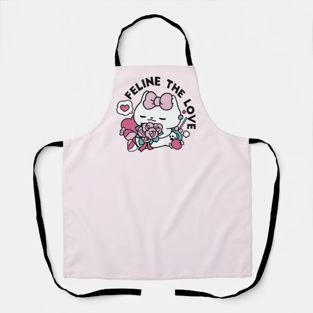Tablier Cute Valentine's Cat Design - Feline the Love (Recto)