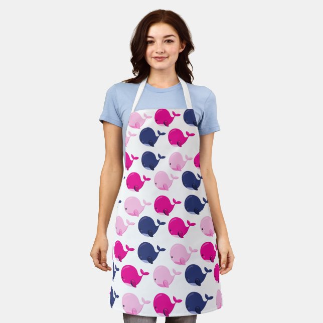 Tablier Cute Whales, Pattern of Whales, Sea Animals (Porté)