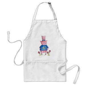Tablier Cute Whimsical Patriotic Cochon