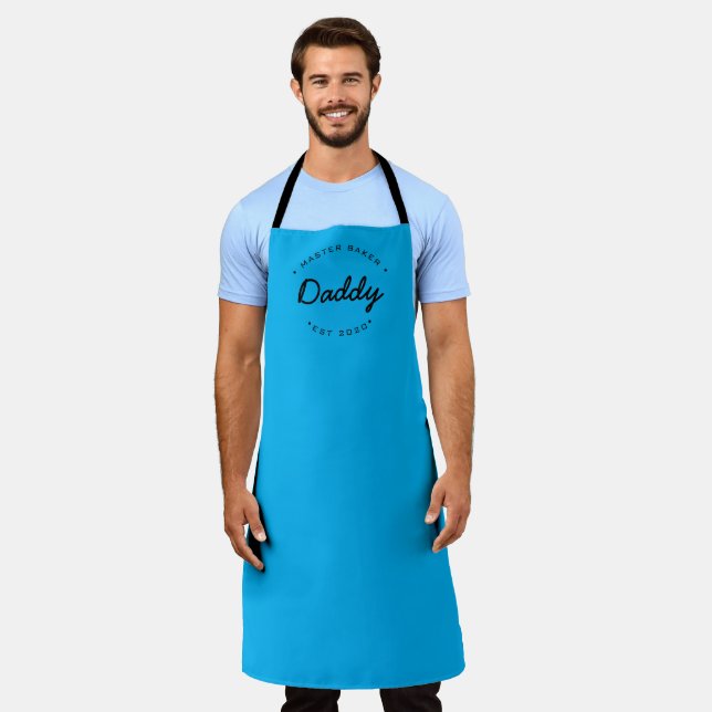 Tablier Cyan bleu Nom personnalisé Année Master Baker Dadd (Porté)