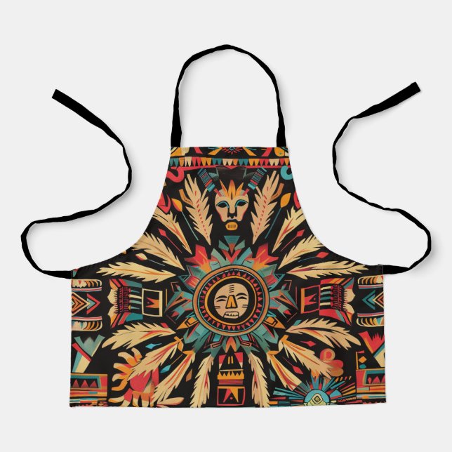 Tablier Cyan Vibrant "Aztec Dream" Petite Kitchen Apron (Recto)