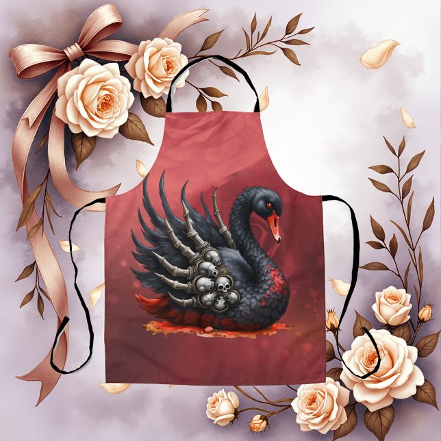 Tablier Cygne noir d'os – Élégance gothique  (Créateur téléchargé)