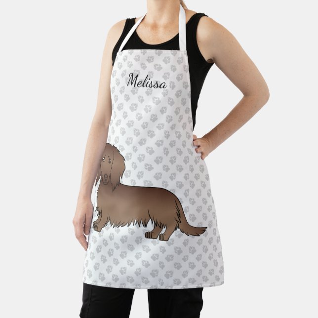 Tablier Dachshund à longs poils au chocolat Chien de dessi (Insitu)