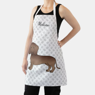 Tablier Dachshund à poil court au chocolat Dessin animé de