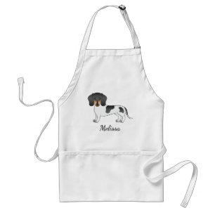 Tablier Dachshund à poil court pie noir et feu & Nom