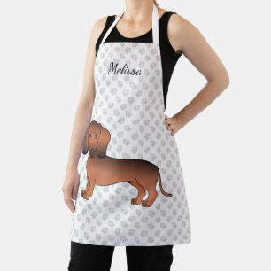 Tablier Dachshund à poil court Sable Rouge Dessin Animé Ch