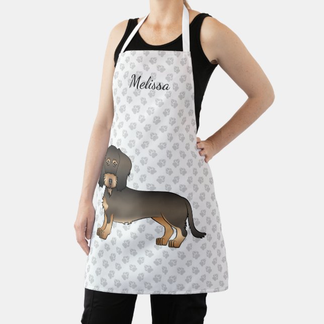 Tablier Dachshund à poil dur sanglier de dessin animé Chie (Insitu)
