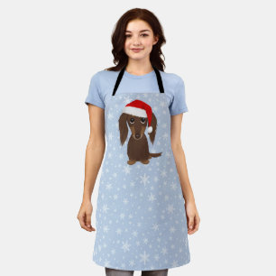 Tablier Dachshund Chocolat aux Longs Poils Père Noël Noël