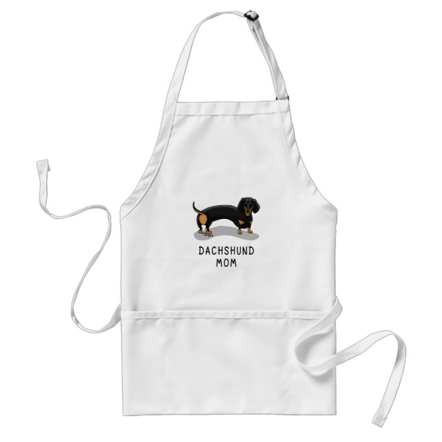 Tablier Dachshund Mom (S noir & tan) - Mignonne maman chie (Devant)