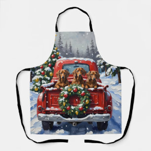 Tablier Dachshund Noël Camion Rouge Fêtes