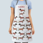 Tablier Dachshund Sausage Chien Personnalisé<br><div class="desc">Mignonne petite saucisse Dachshund ou des chiens édulcorés en laine. Parfait pour les amoureux de les chiens,  les marcheurs de chiens et les mamans et les papas de chien. Modifiez le nom pour personnaliser. Art original de Nic Squirrell.</div>