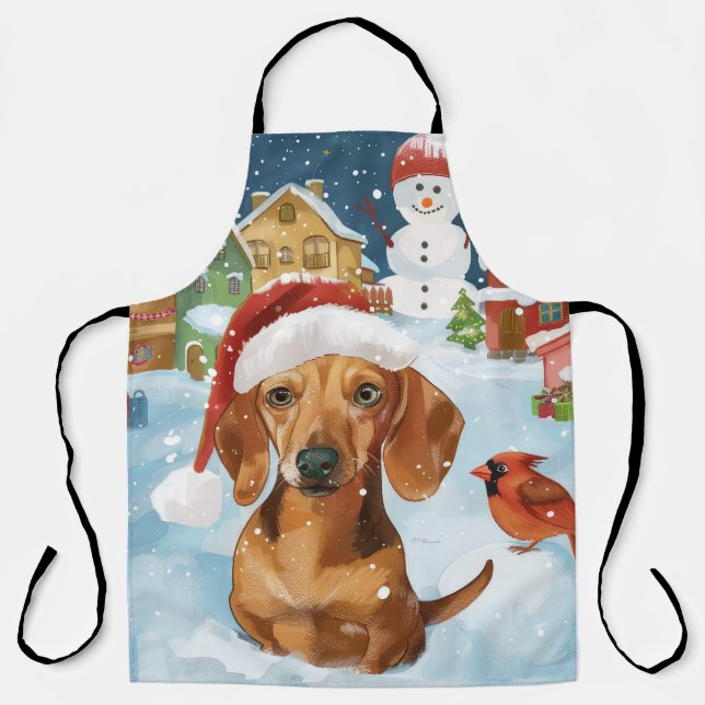 Tablier Dachshund Winter Wonderland Christmas Joy (Recto)