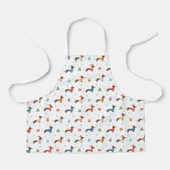 Tablier Dachshunds dans le Motif des pulls de Noël (Recto)