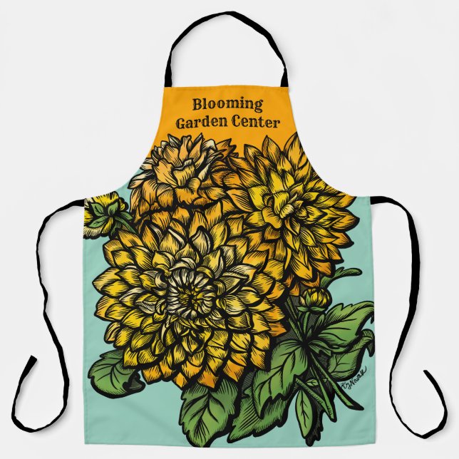 Tablier Dahlia Jaunes Floral  (Recto)