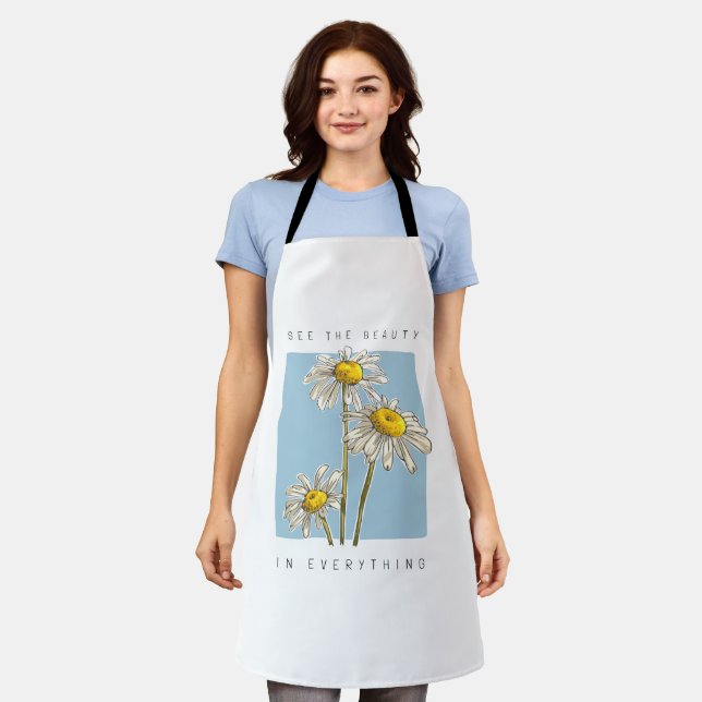 Tablier Daisy Flowers Beauté Slogan (Porté)