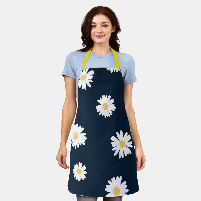 Tablier Daisy On Blue Motif (Porté)