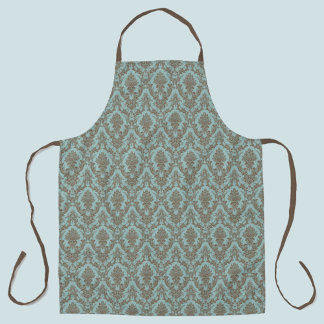 Tablier Damask Aqua et motif bronzé