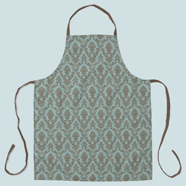 Tablier Damask Aqua et motif bronzé (Créateur téléchargé)