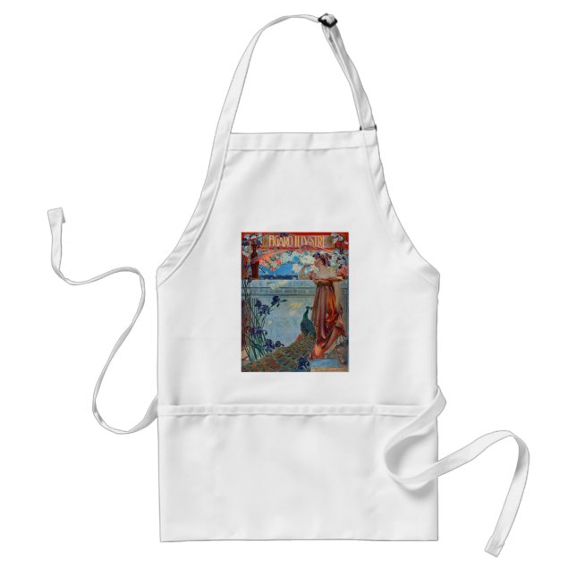 Tablier Dame Art Nouveau avec paon (Devant)