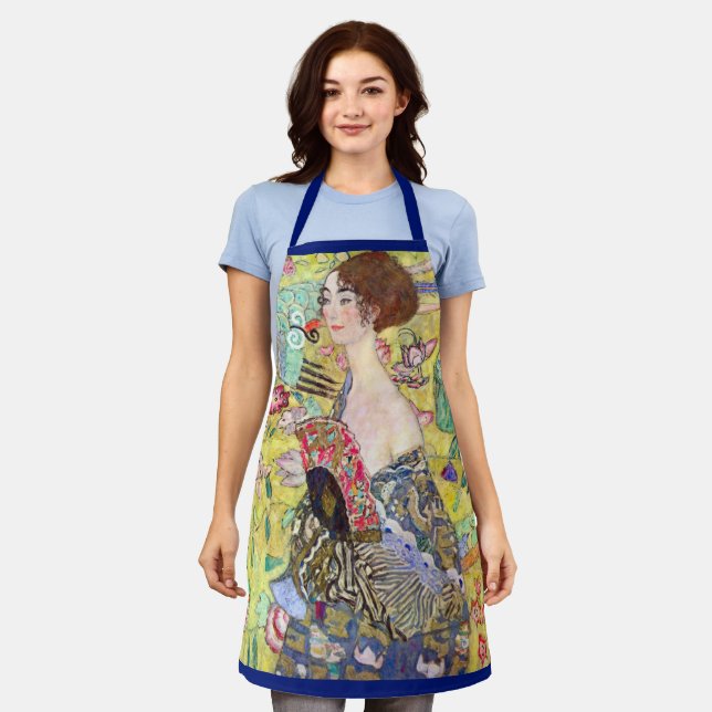 Tablier Dame au éventail par Gustav Klimt, Japonisme Vinta (Porté)