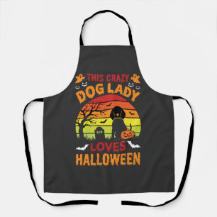 Tablier Dame Chien Fou Aime Halloween Design Vintage