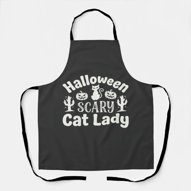 Tablier Dame de chat effrayante Halloween_1 (Recto)
