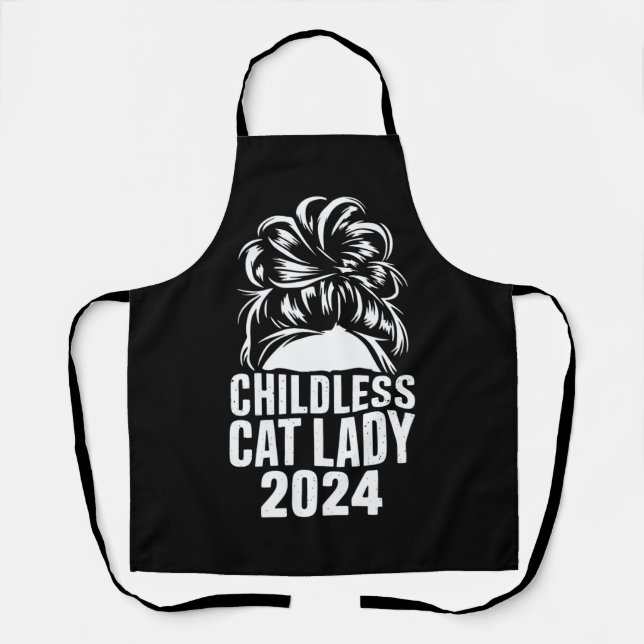 Tablier Dame de chat sans enfants 2024 Chignon désordonné  (Recto)