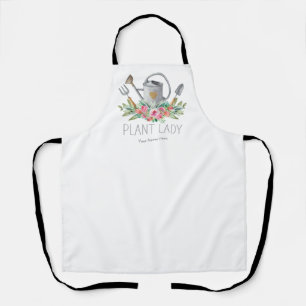 Tablier Dame de plantes aquarelle boho humour jardinière