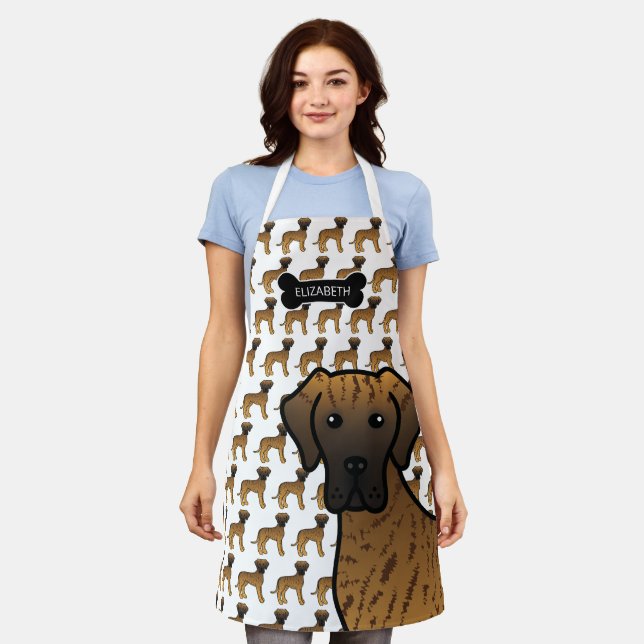 Tablier Dame Great Dane Brun Poil Cartoonesque & Nom (Porté)