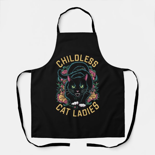 Tablier Dames de chats sans enfants 2024 Féministe (Recto)