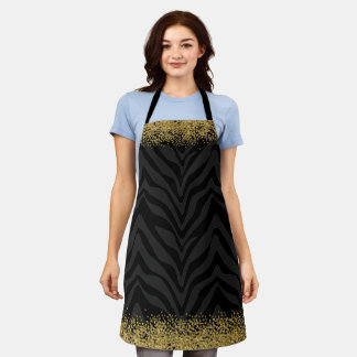 Tablier Dames motif zèbre Paillettes dorées - Confettis