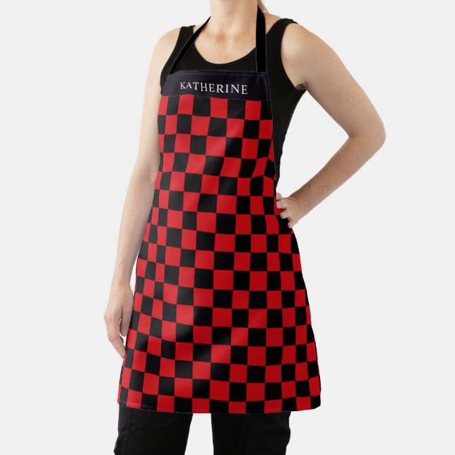Tablier Damier à carreaux noir et rouge de damier (Insitu)