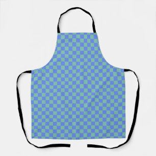 Tablier Damier à carreaux vert et violet motif gingham