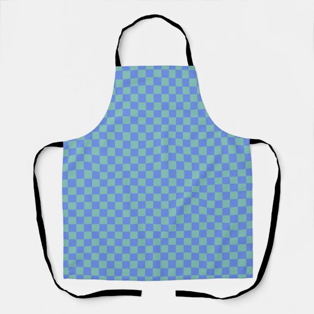 Tablier Damier à carreaux vert et violet motif gingham (Recto)