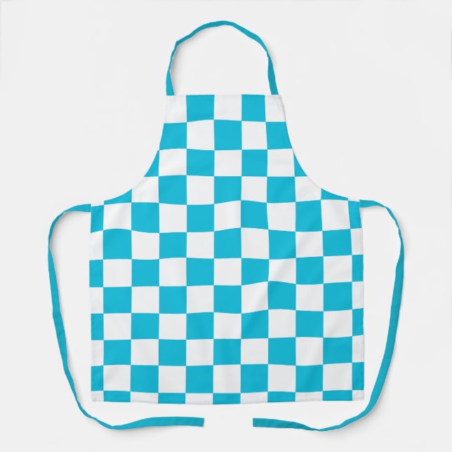 Tablier Damier bleu aqua classique (Recto)