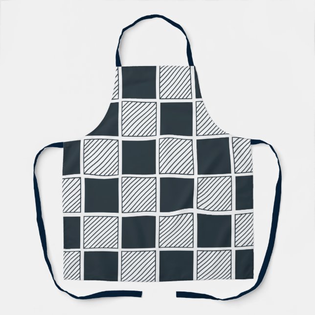 Tablier Damier Bleu Marine Noir et Blanc  (Recto)